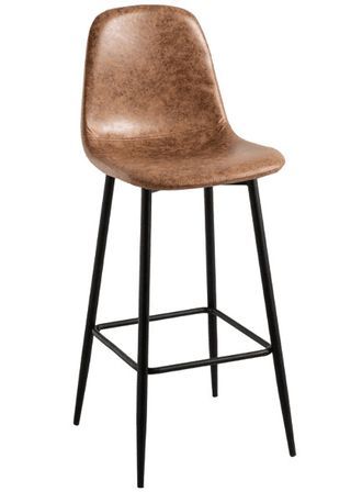 Tabouret de bar style vintage simili cuir et acier noir Kony 77 cm