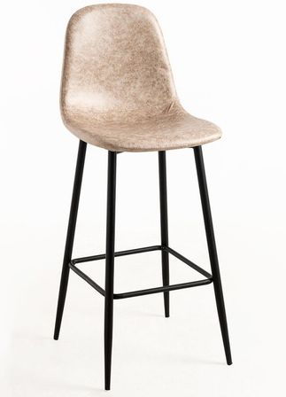 Tabouret de bar style vintage simili cuir et acier noir Kony 77 cm