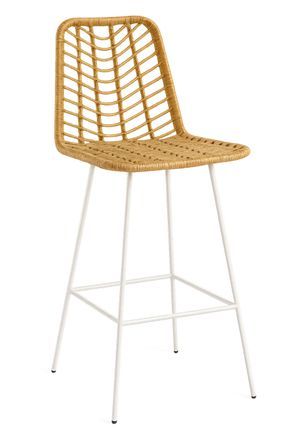 Tabouret de bar TAKA – Rotin naturel synthétique et acier – Hauteur d'assise 73 cm