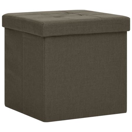 Tabouret de rangement pliable Marron foncé Faux lin