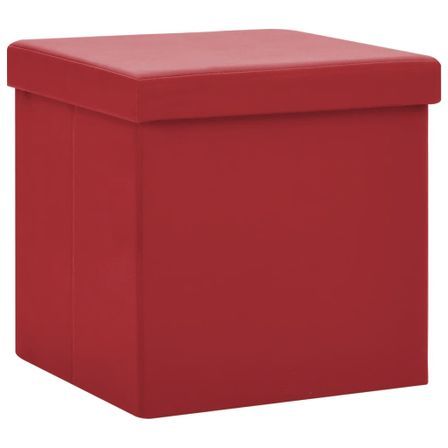 Tabouret de rangement pliable Rouge bordeaux PVC