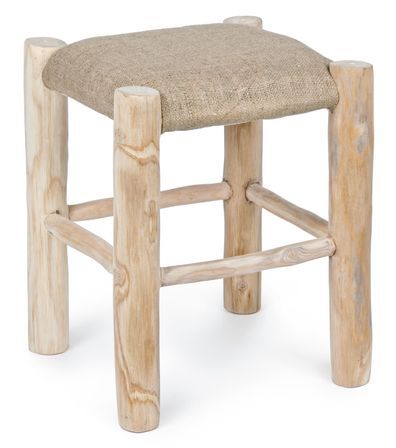 Tabouret en bois teck et assise en jute naturel Saka - Lot de 2