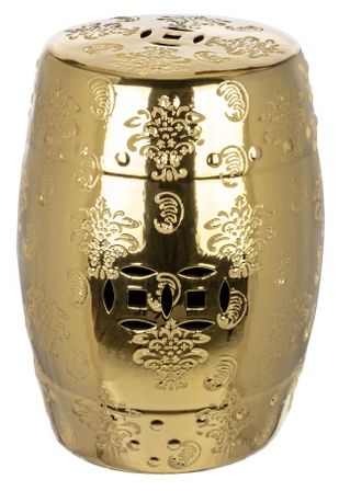 Tabouret en céramique doré avec motifs Saphy - Lot de 2