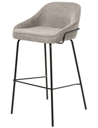 Tabouret en tissu avec pieds en métal noir SHARLE - Assise 66 ou 76 cm