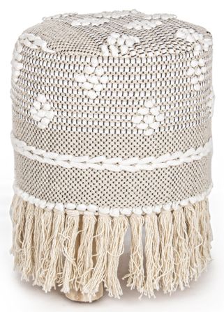 Tabouret eucalyptus naturel et coton bicolore Vera - Lot de 3