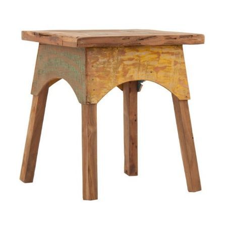 Tabouret exotique carré teck massif clair Lili