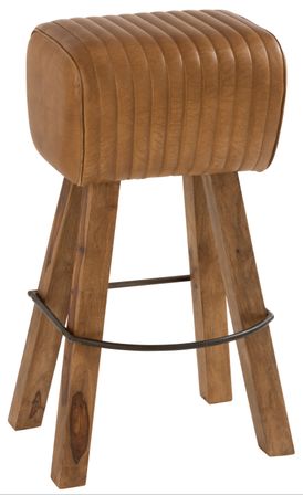 Tabouret gym cuir camel naturel Xavier hauteur d'assise 75 cm