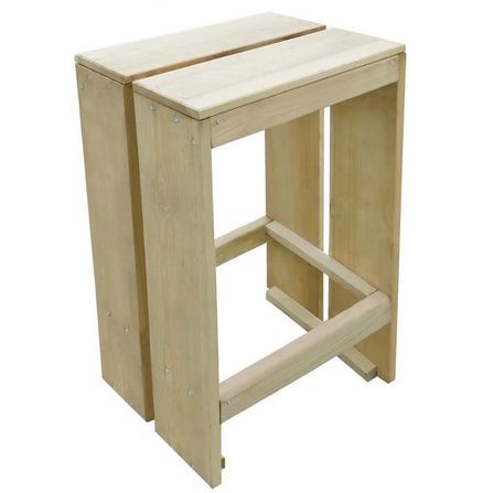 Tabouret haut de jardin pin massif clair Liva - Lot de 2