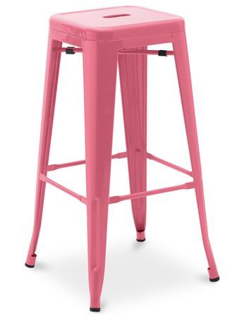 Tabouret haut industriel acier brillant renforcé Kalax 76 cm - Haut de gamme