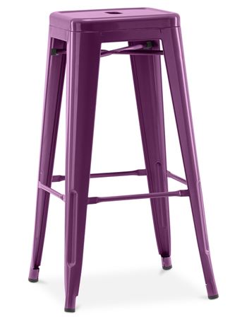 Tabouret haut industriel acier brillant renforcé Kalax 76 cm - Haut de gamme