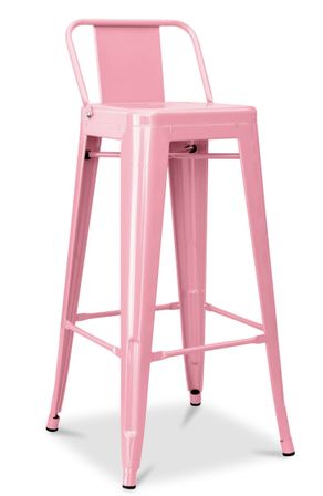 Tabouret haut industriel avec dossier acier brillant Kalax 76 cm - Haut de gamme
