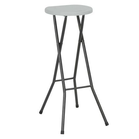 Tabouret haut pliable polyéthylène blanc Nesly - Lot de 2