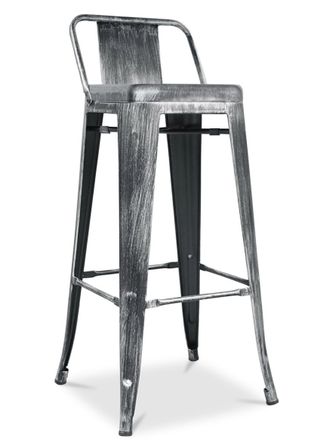 Tabouret industriel avec dossier acier vintage Kibar 76 cm - Haut de gamme
