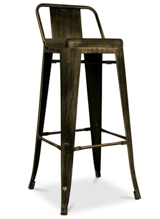 Tabouret industriel avec dossier acier vintage Kibar 76 cm - Haut de gamme