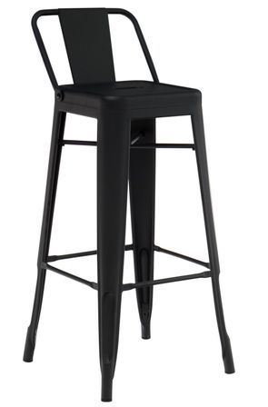 Tabouret industriel avec dossier en acier brillant KONTOIR - Hauteur d'assise 74 cm