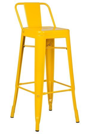 Tabouret industriel avec dossier en acier brillant KONTOIR - Hauteur d'assise 74 cm