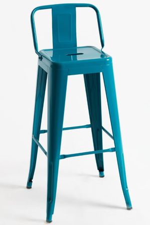 Tabouret industriel avec dossier en acier brillant KONTOIR - Hauteur d'assise 74 cm