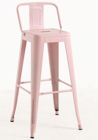 Tabouret industriel avec dossier en acier brillant KONTOIR - Hauteur d'assise 74 cm