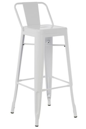 Tabouret industriel avec dossier en acier brillant KONTOIR - Hauteur d'assise 74 cm