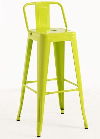 Tabouret industriel avec dossier en acier brillant KONTOIR - Hauteur d'assise 74 cm