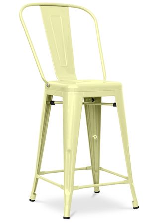 Tabouret industriel avec dossier haut acier brillant Kalax 60 cm - Haut de gamme