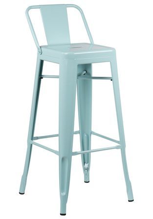 Tabouret industriel avec dossier KONTOIR en acier brillant - Hauteur d'assise 74 cm