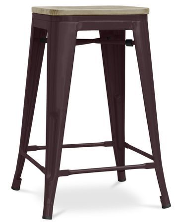Tabouret industriel en acier vintage et bois clair REKO - Assise 60 cm