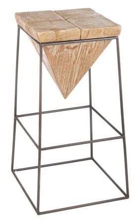 Tabouret KIMO – Bois naturel & acier noir, style industriel chic