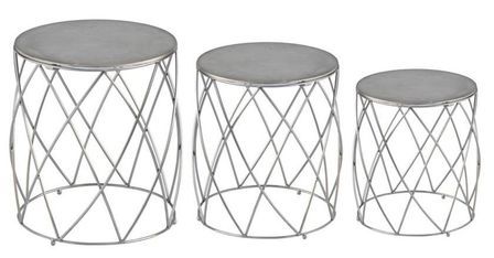 Tabouret métal argenté Olly - Lot de 3