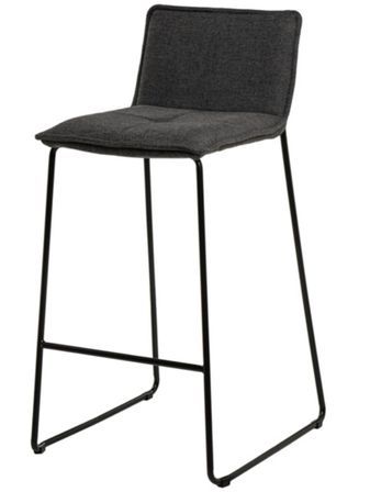 Tabouret moderne tissu avec pieds en métal noir BOTANE - Assise 65 ou 74 cm