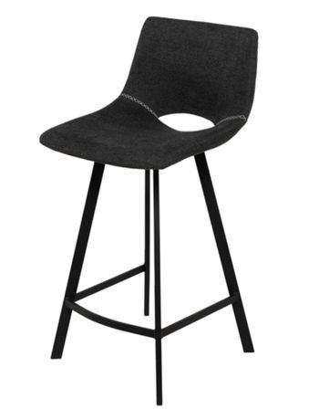 Tabouret moderne tissu avec pieds en métal noir Karane - Assise 66 ou 76 cm