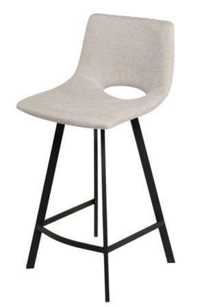 Tabouret moderne tissu avec pieds en métal noir Karane - Assise 66 ou 76 cm