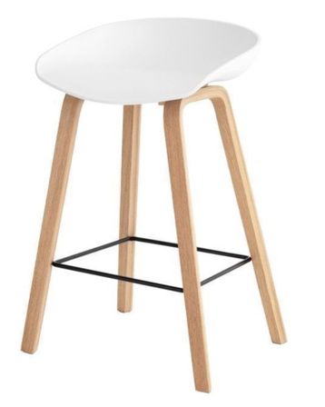Tabouret nordique en bois de hêtre et assise blanche Korane 74.5 cm