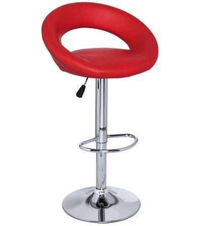 Tabouret pivotant simili cuir rouge Calora