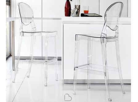 Tabouret polycarbonate transparent haut de gamme Kay - Lot de 2