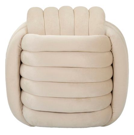 Tabouret pouf en velours crème design noué Softy