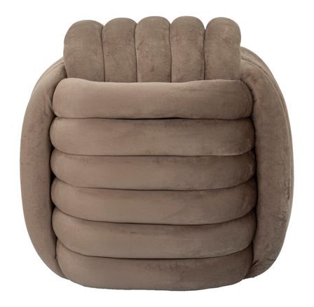 Tabouret pouf en velours gris design noué gris Softy