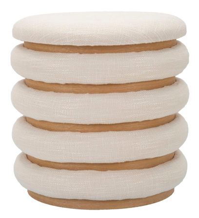 Tabouret pouf rond design motif cercles DAMASCO