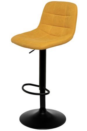 Tabouret relevable et rotatif avec assise tissu et structure métal noir Kasha