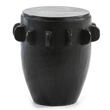 Tabouret rond bois suar massif noir