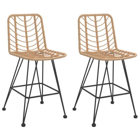 Tabourets de bar 2 pcs 45x56x103,5 cm Résine tressée et acier