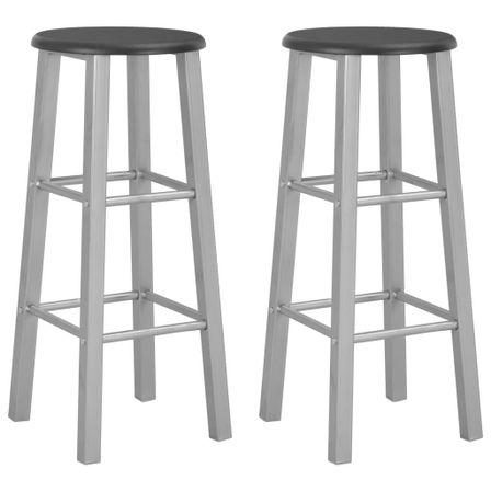 Tabourets de bar 2 pcs Argenté MDF