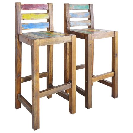 Tabourets de bar 2 pcs Bois massif de récupération