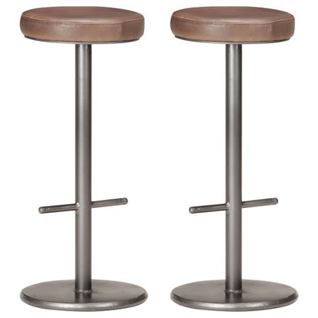 Tabourets de bar 2 pcs Marron Cuir véritable Cygare
