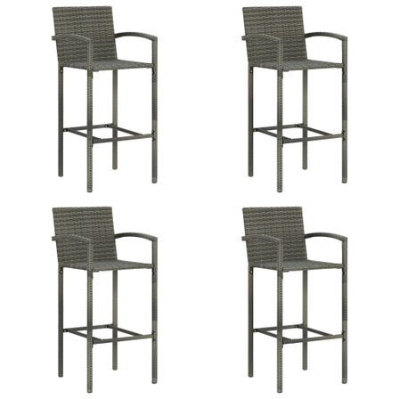 Tabourets de bar 4 pcs Gris Résine tressée
