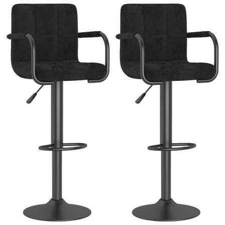 Tabourets de bar design avec accoudoir velours noir Konfa - Lot de 2
