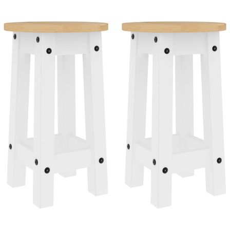 Tabourets de bar lot de 2 blanc bois massif de pin