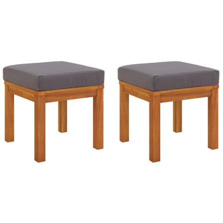 Tabourets de jardin et coussins 2 pcs 40x40x42 cm Acacia solide