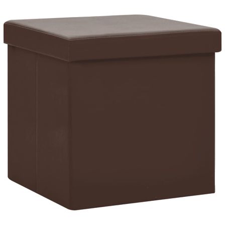 Tabourets de rangement pliables 2 pcs Marron PVC