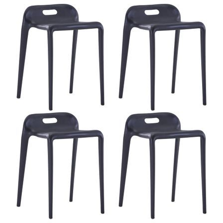 Tabourets empilables 4 pcs Noir Plastique